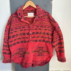 Natural Reflections Red and Black Patterned Sweatshirt